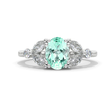 14K White Gold Engagement Ring with a 1.5 Carat Mint Sapphire
