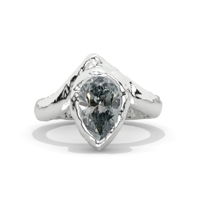 3 Carat Pear Moissanite Liquid Gold Giliarto  Engagement Ring
