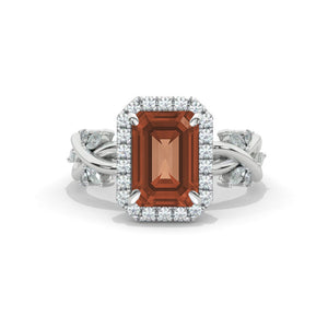 3.5 Carat Emerald Cut Halo  Zultanite Eternity Floral Shank Engagement Ring 14K White Gold  Ring Model 1223