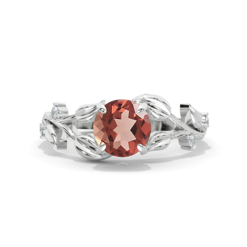 1.5 Carat Round Floral Zultanite Leaves Engagement 14K White Gold  Ring Eternity Ring Model 1226