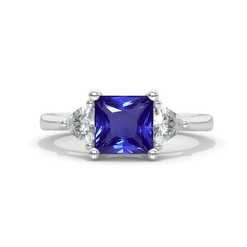 Carat Princess and Trillion Natural Genuine Tanzanite Engagement