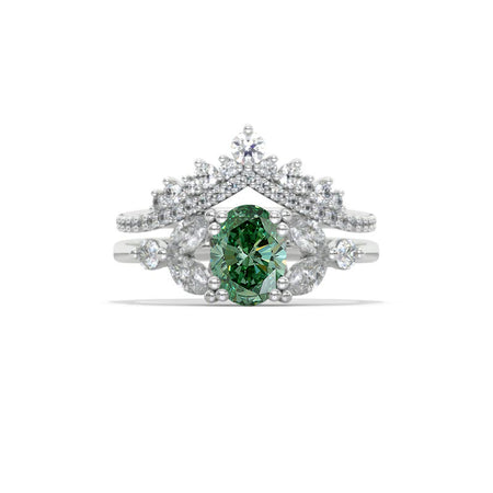 14K White Gold Engagement Ring with a 1.5 Carat  Green Moissanite Model 771