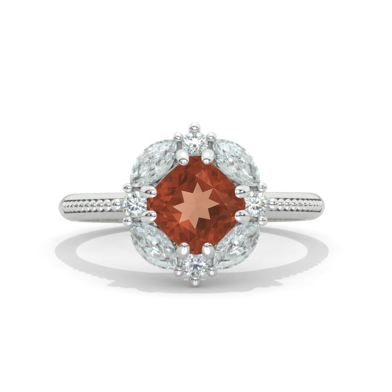 1.5 Carat Cushion Cut Vintage Style Halo Unique Zultanite White Gold Engagement Ring Vintage Style