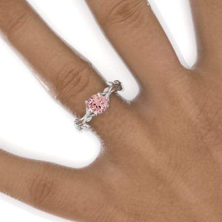 Floral Celtic Peach Sapphire Gold Ring Model 995