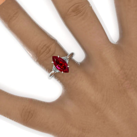 3 Carat Marquise Half-Moon Ruby 14K Gold Engagement Promissory Ring