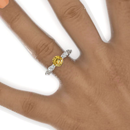 1 Carat Ornamental Genuine Yellow Citrine Gold Engagement Ring Model 125-7