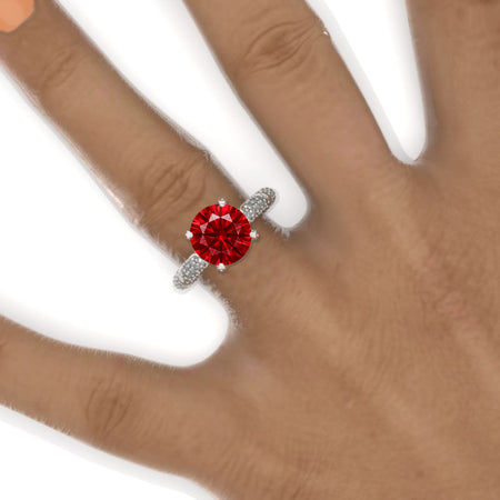 14K White Gold 2 Carat Ruby Engagement Ring