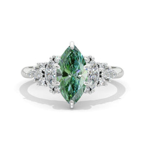 3Ct Green Moissanite Engagement Ring, Bezel Set Emerald Cut Moissanite Engagement Ring, Moissanite Classic Engagement Ring