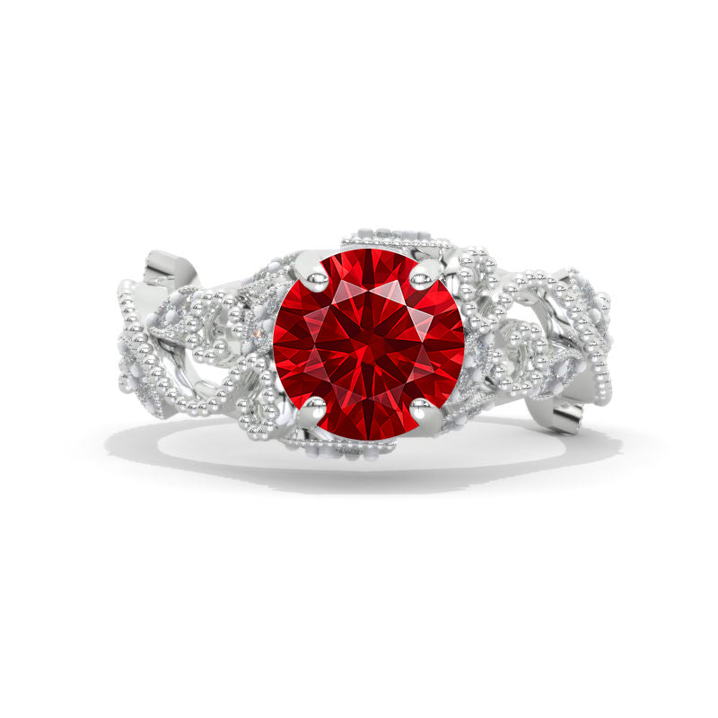 2 Carat Giliarto Moissanite Ornamental Floral White Gold Engagement Ring
