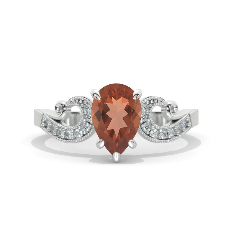 1 Carat Pear Cut Zultanite Floral Engagement Ring Model 1219