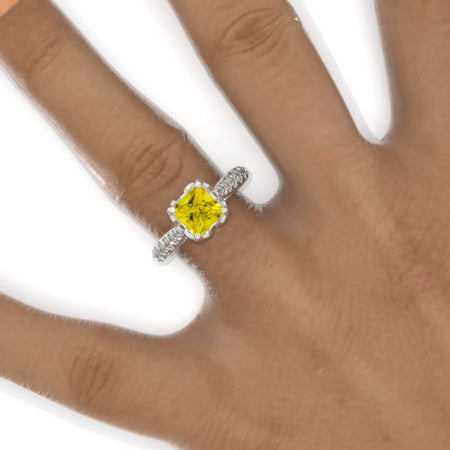 Andromeda Princess Cut Yellow Sapphire Engagement Ring Model 59-7x7