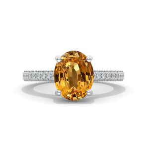 2 Carat Princess Cut Genuine Yellow Citrine Hidden Halo Gold Engagement Ring Model 513-7x7