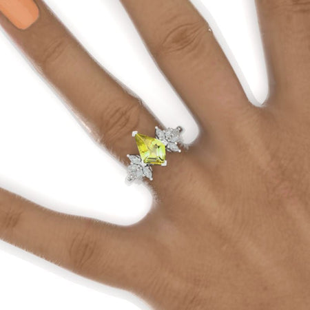 3 Carat Kite Yellow Sapphire Engagement Ring. 3CT Fancy Shape Yellow Sapphire Ring Model 742-12x8