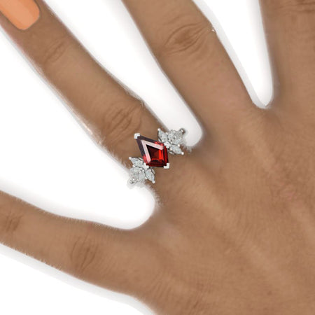 3 Carat Kite Ruby Engagement Ring. 3CT Fancy Shape Ruby Ring