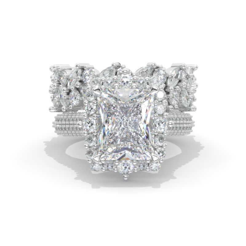 Carat Moissanite Engagement Ring Halo Radiant Cut Moissanite