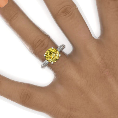 14K White Gold 2 Carat Yellow Sapphire Engagement Ring Model 345