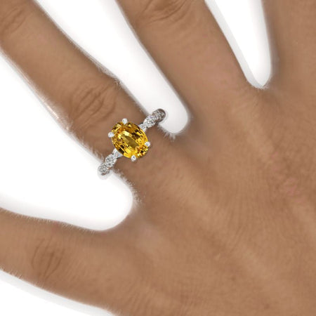 14K White Gold  2 Carat Oval Yellow Sapphire  Twisted Shank Engagement Ring Model 769-9x7