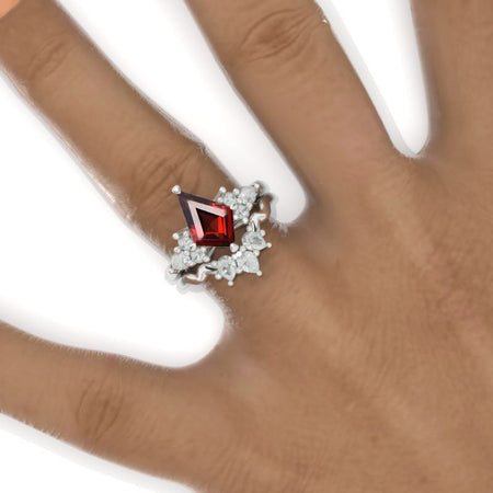 2.5 Carat Kite Ruby Engagement Ring. 2.5CT Fancy Shape Ruby Ring Set