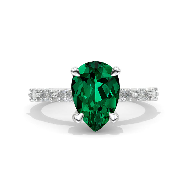 4 Carat Pear Cut Ring. Emerald Wedding Ring Anniversary ring, Vintage Royal Style Hidden Halo Model 432-12x8 Pear