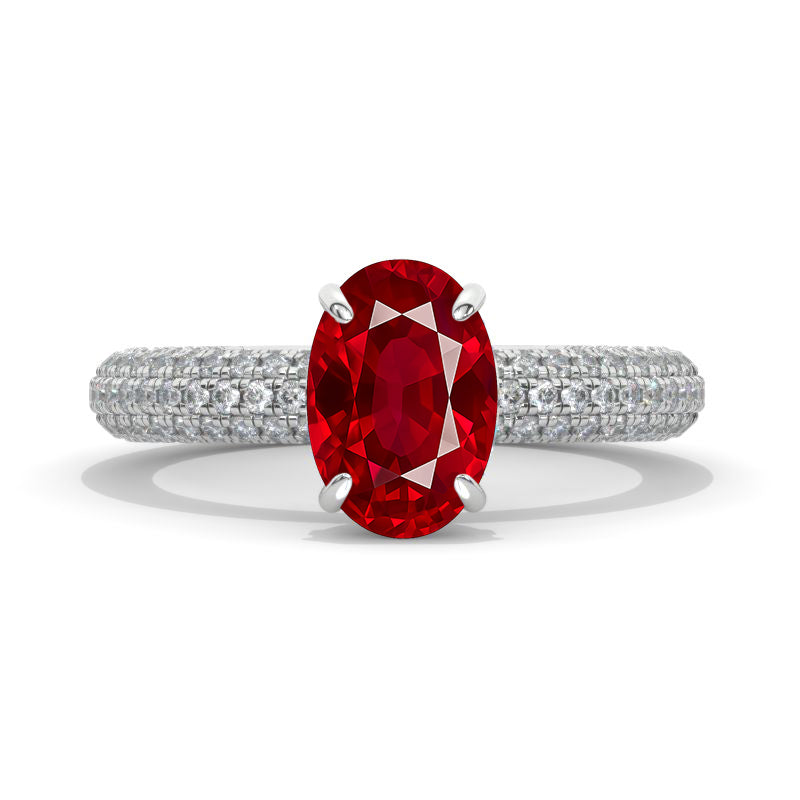 3 Carat Oval Moissanite Halo 14K White Gold  Engagement Ring
