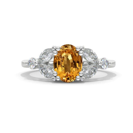 14K White Gold Engagement Ring with a 1.5 Carat Genuine Yellow Citrine Model 771