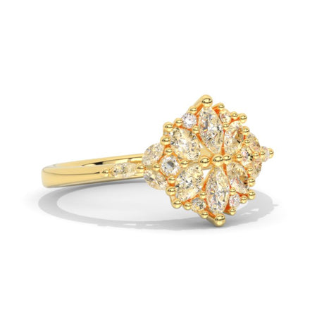 Moissanite Cluster  Halo Engagement Ring Vintage Anniversary Gold Ring