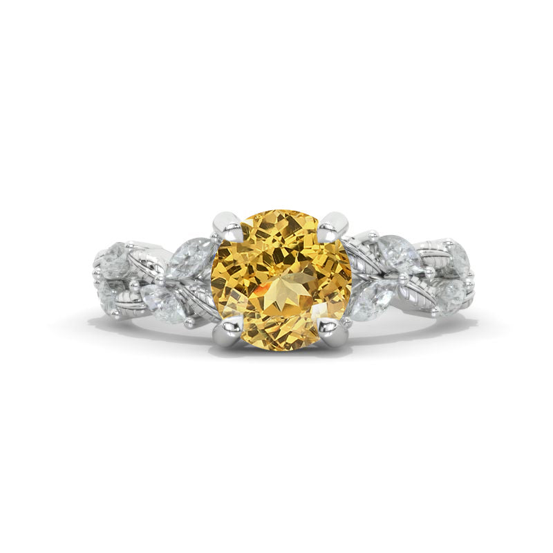 2 Carat  Floral Celtic Genuine Yellow Citrine Engagement Ring Model 870