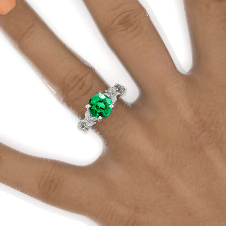 2 Carat  Floral Celtic Emerald Engagement Ring Model 870