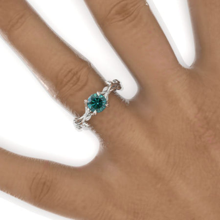 Floral Celtic Green Moissanite Gold Ring Model 995
