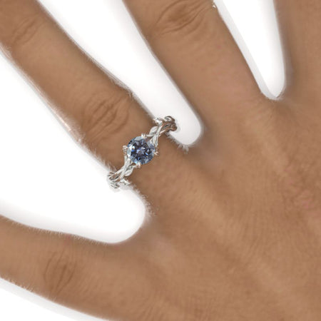Floral Celtic Gray Moissanite Gold Ring