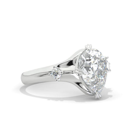 3 Carat Pear Moissanite Floral Engagement Ring