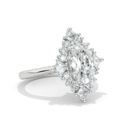 3 Carat Oval Moissanite Halo Vintage Engagement Ring