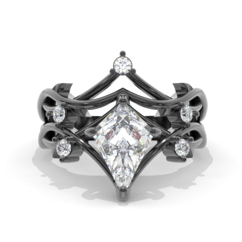 2.5 Carat Kite Moissanite Engagement Ring. 2.5CT Fancy Shield Shape Moissanite Black Gold Ring