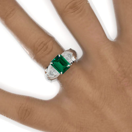 3 Carat Emerald Men's Wing Gold Ring. Model 1109