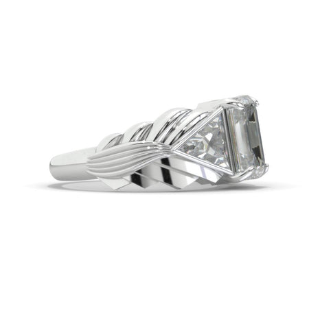 3 Carat Giliarto Moissanite Men's Art Deco  Wing Gold Ring.