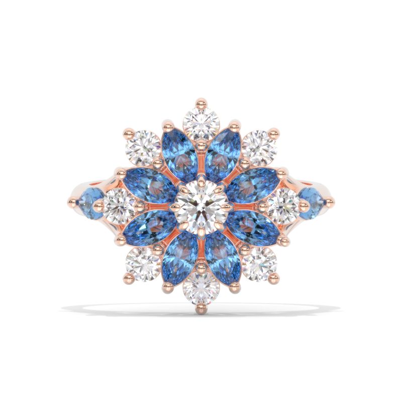 moissanite sunflower ring * 11号 Floral Sapphire Moissanite Sunflower Cluster Ring - Giliarto