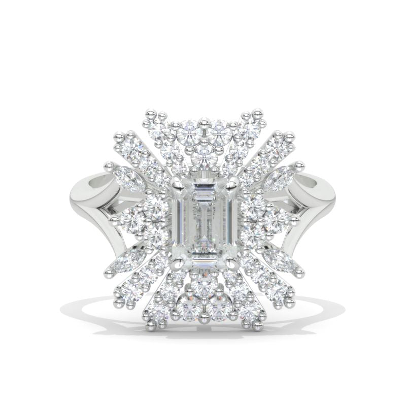 CTW Moissanite Cluster Halo Engagement Ring Vintage Anniversary