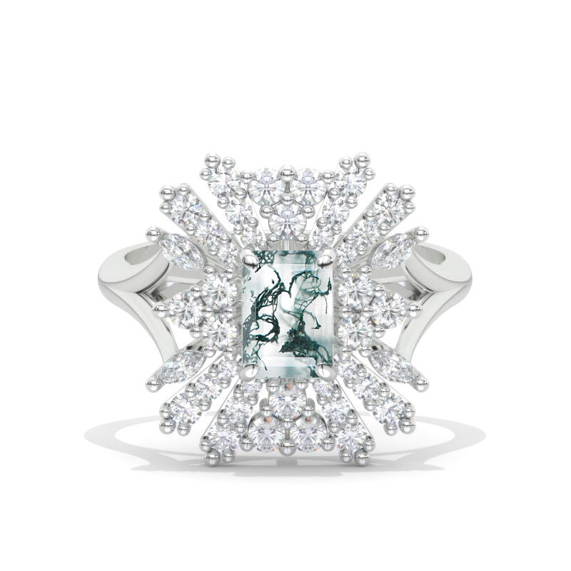 3 CTW Moissanite Cluster Halo Engagement Ring Vintage Anniversary Gold Ring