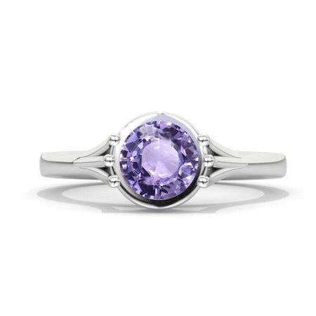 1.5 Carat Purple Sapphire Gold Floral Engagement Ring