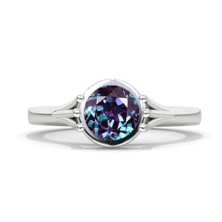 1.5 Carat Alexandrite Gold Floral Engagement Ring