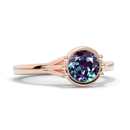 1.5 Carat Alexandrite Gold Floral Engagement Ring