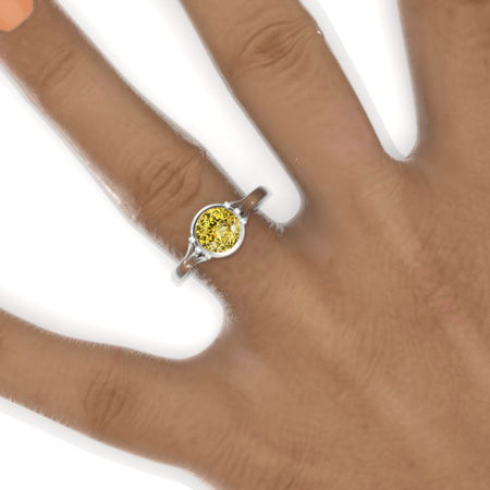 Gold Floral Engagement Ring featuring a 1.5 Carat Yellow Sapphire Model 889-7