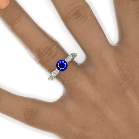 1 Carat Ornamental Royal Blue Sapphire Gold Engagement Ring Model 125-7