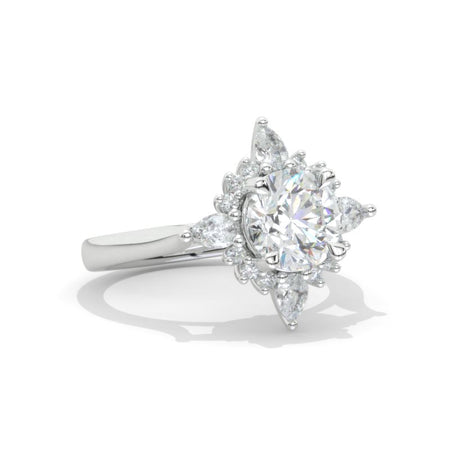 2 Carat Round Snowflake Start Halo Engagement Ring