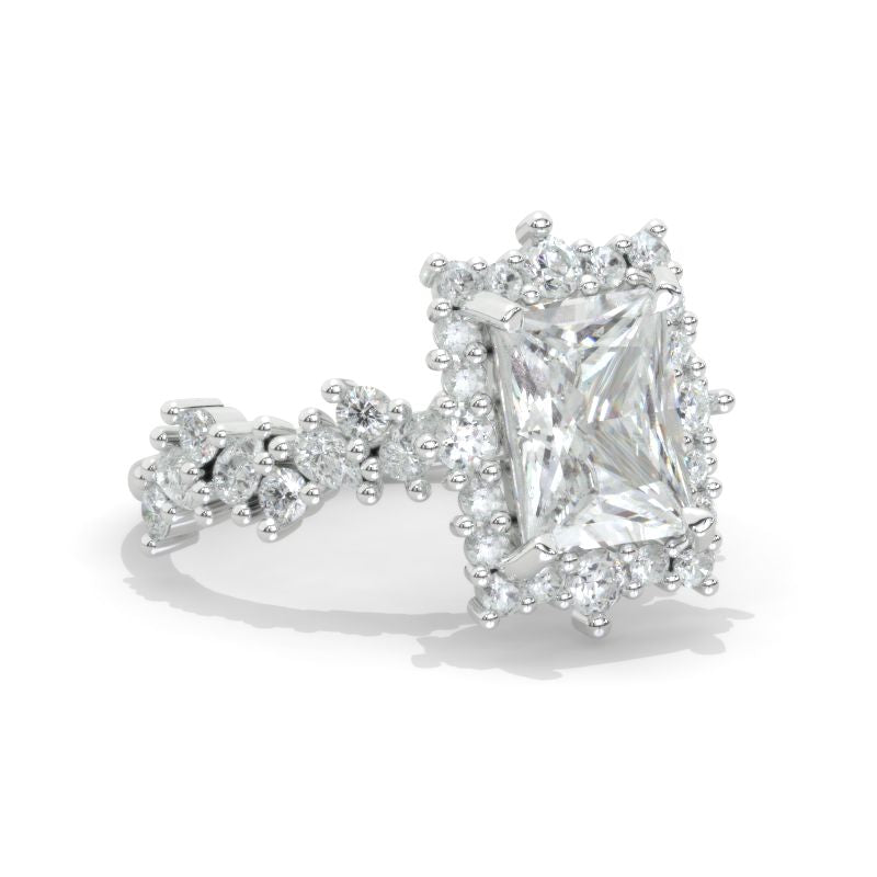 3 Carat Vintage Style 9x7mm Radiant Cut Giliarto Moissanite White Gold