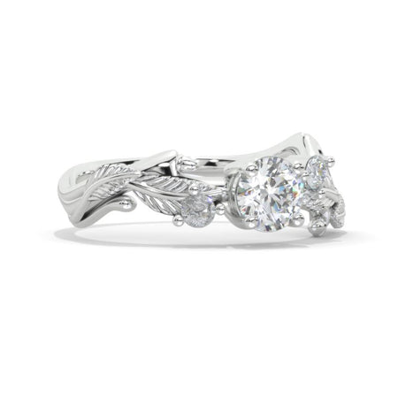 Giliarto Moissanite White Gold Floral Engagement Leaves Ring