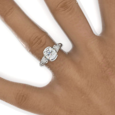 Floral Leaves Giliarto Moissanite Engagement Ring 14K White Gold