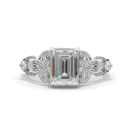 3 Carat Emerald Cut  ''Queen of the North'' Gothic Moissanite Engagement Ring
