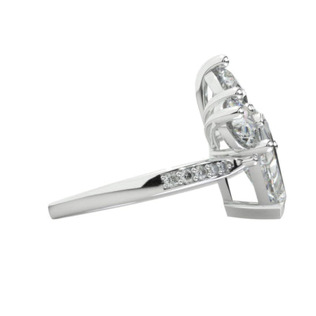 14K White Gold 2.5 Carat Kite Moissanite Halo Engagement Ring
