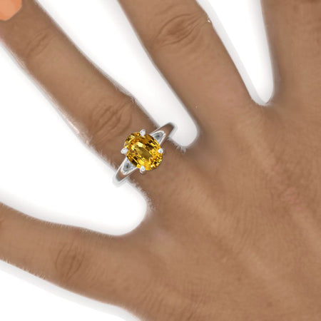 3 Carat Oval Celtic Style  Yellow Sapphire 14K White Gold Engagement Promissory Ring Model 1010-10x8